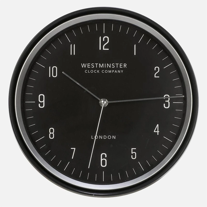 Wall Clock With Numbers - Black & Silver