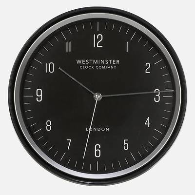Wall Clock With Numbers - Black & Silver