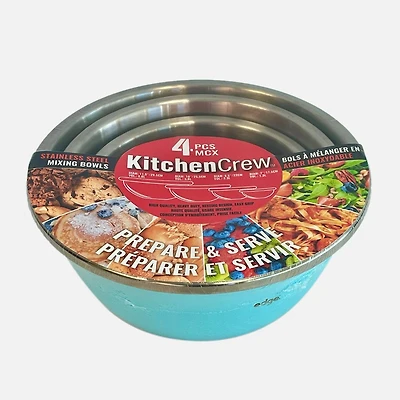 Kitchen Crew Mixing Bowls, 4 pieces