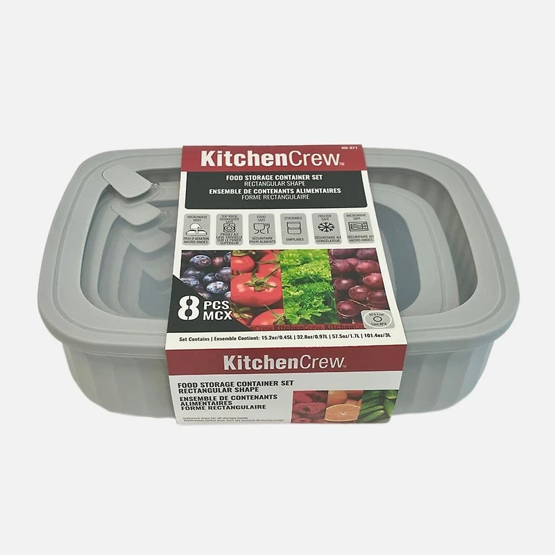 Storage Containers, 8 pieces - Rectangular