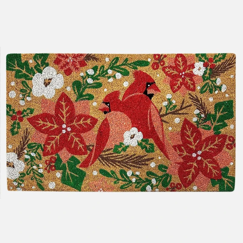 Cardinal Poinsetta Coir Mat