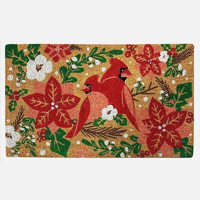 Cardinal Poinsetta Coir Mat
