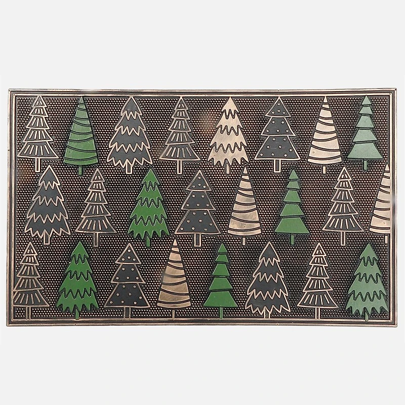  Rubber Mat Bronze and Green Christmas Trees
