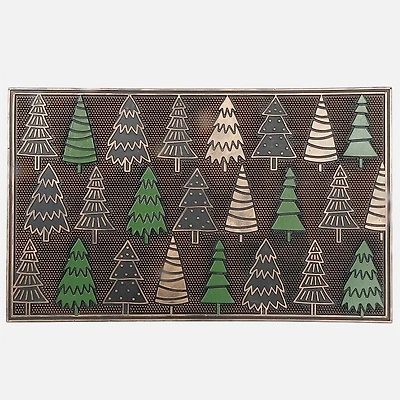  Rubber Mat Bronze and Green Christmas Trees