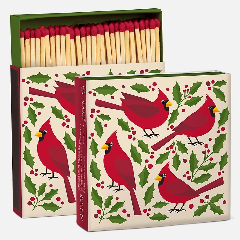 Cardinals & Holly Square Matches, 100 Sticks