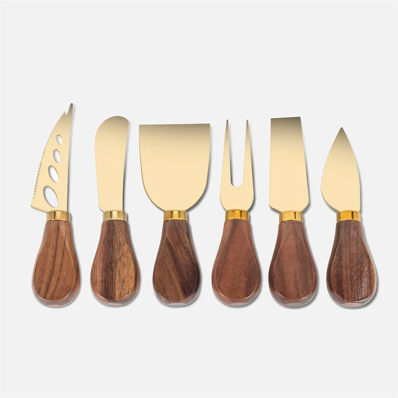 Walnut Handled Cheese Knives, Set of 6