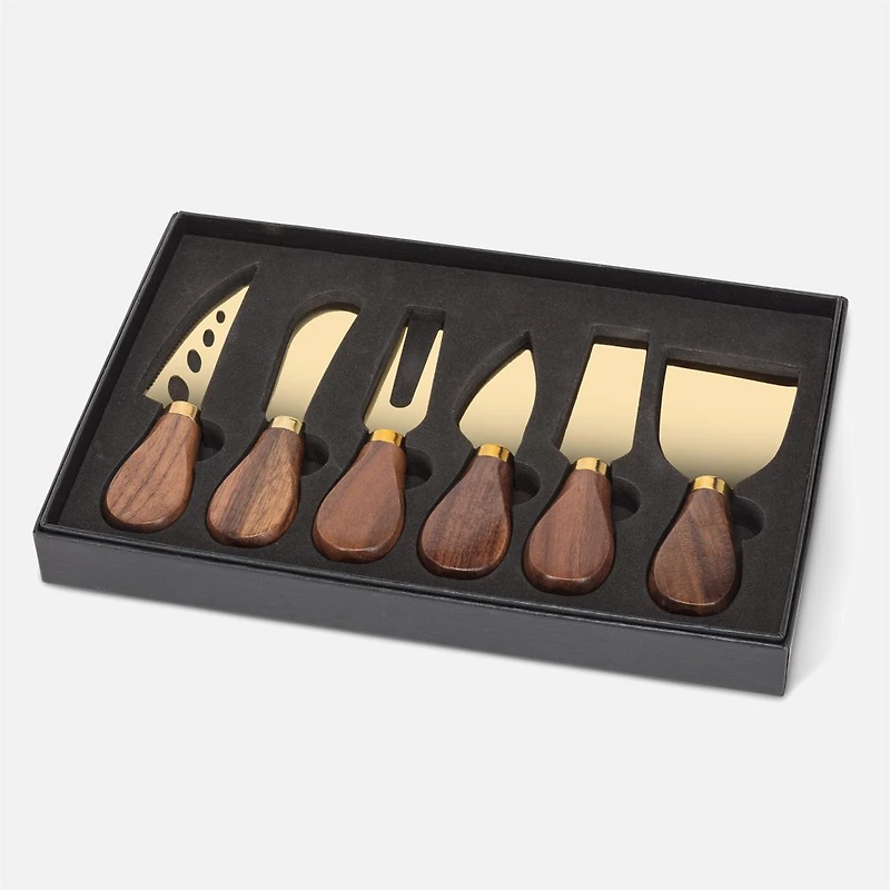 Walnut Handled Cheese Knives, Set of 6