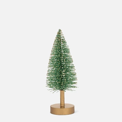 Green Brush Tree with Glitter - 7.5”
