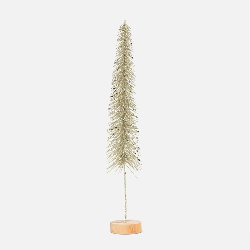 Skinny Platinum Glitter Brush Tree - 13”