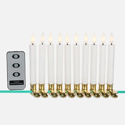 Set of 10 Small LED Tree Candles with Remote
