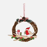 Bird and Gifts in Wreath Ornament
