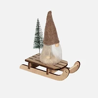 Mini Gnome On Wood Sleigh - Assorted