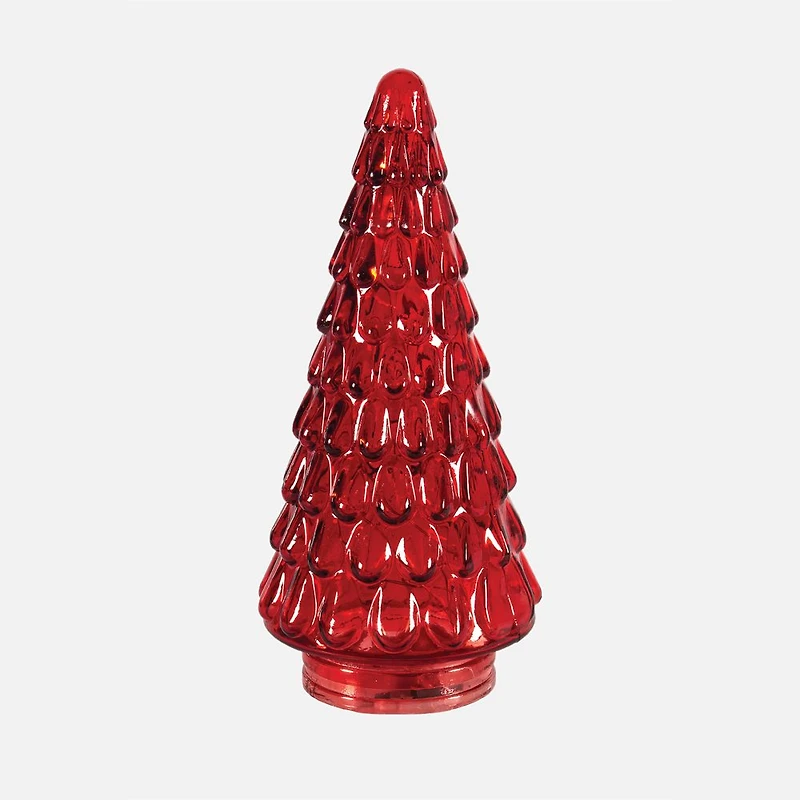 Red Glass Tree with LED