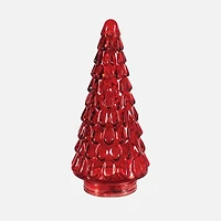 Red Glass Tree with LED