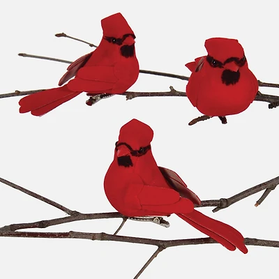 Mini Red Cardinal Clips, Set of 3