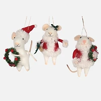 Felted Wool Mice Ornament - Assorted