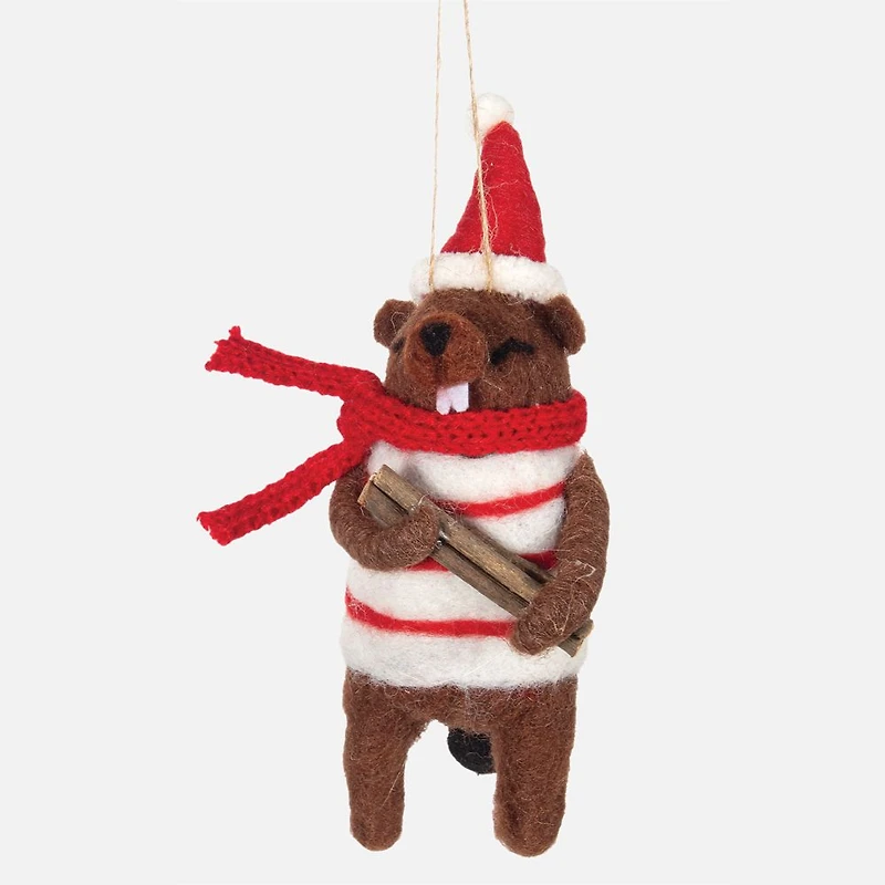 Felted Wool Beaver Ornament