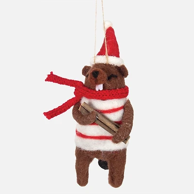 Felted Wool Beaver Ornament