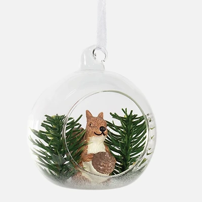 Cloche ornament with squirrel decor