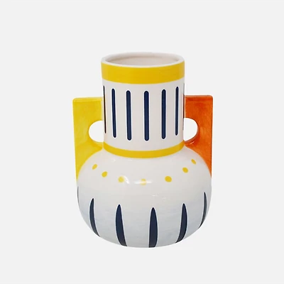 Square Handles Painted Vase