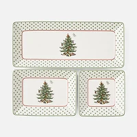 Christmas Tree Polka Dot Set of Newsting Trays by Spode