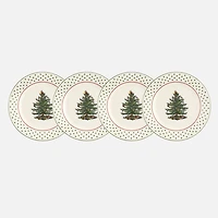 Spode Christmas Tree Polka Dot Set of 4 Dessert Plates 