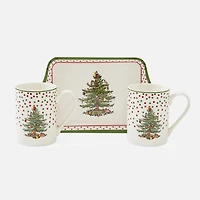 Spode Polka Dot  Christmas Tree Mug and Tray Set
