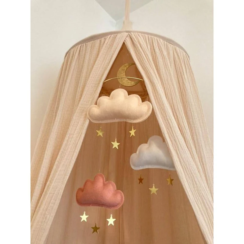 Cloud & Star Mobile -Peach, White & Blush