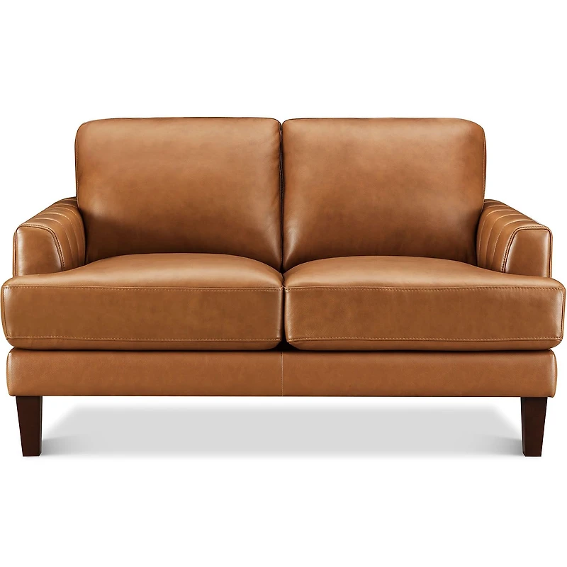 Cassia Leather Loveseat - Cognac