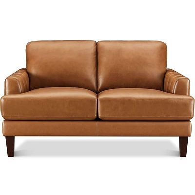 Cassia Leather Loveseat - Cognac