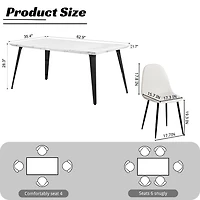 Maison Classique Dining Set Including Marble White Dining Table with Beige Dining Chairs, 5 Pieces  