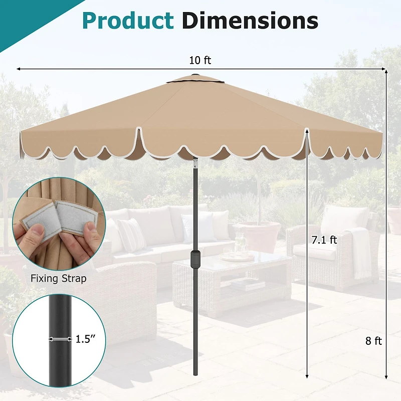 10 ft Patio Umbrella, Push Button Tilt and Crank