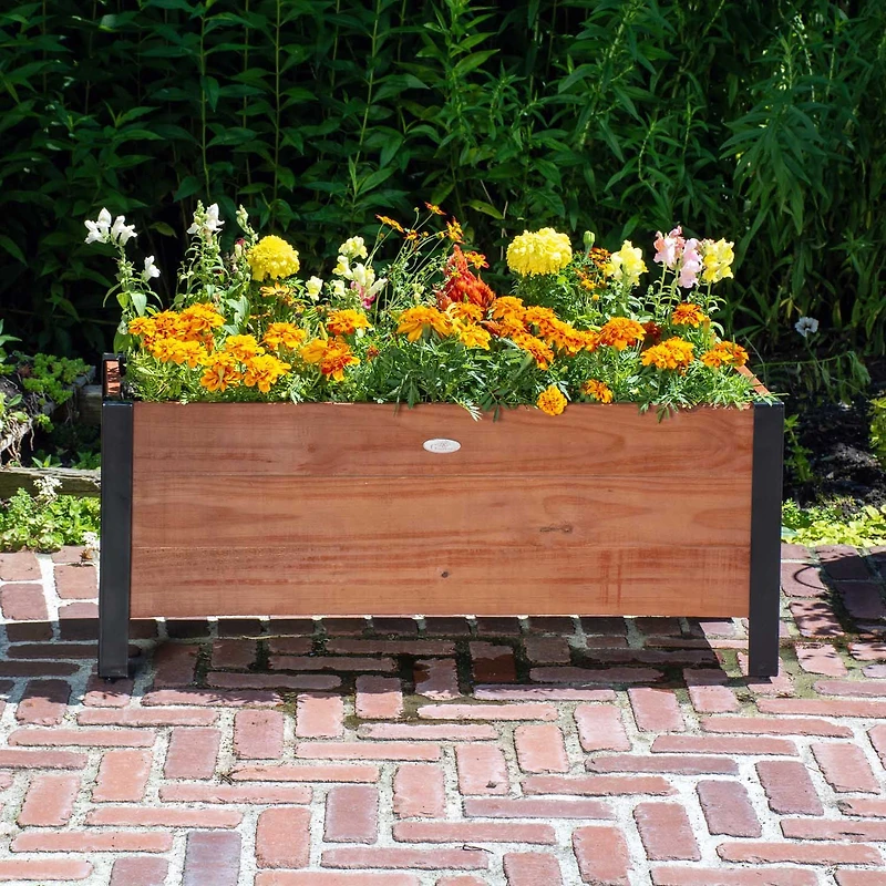 Urban Garden Rectangular Recycled Wood and Metal Planter - 35''