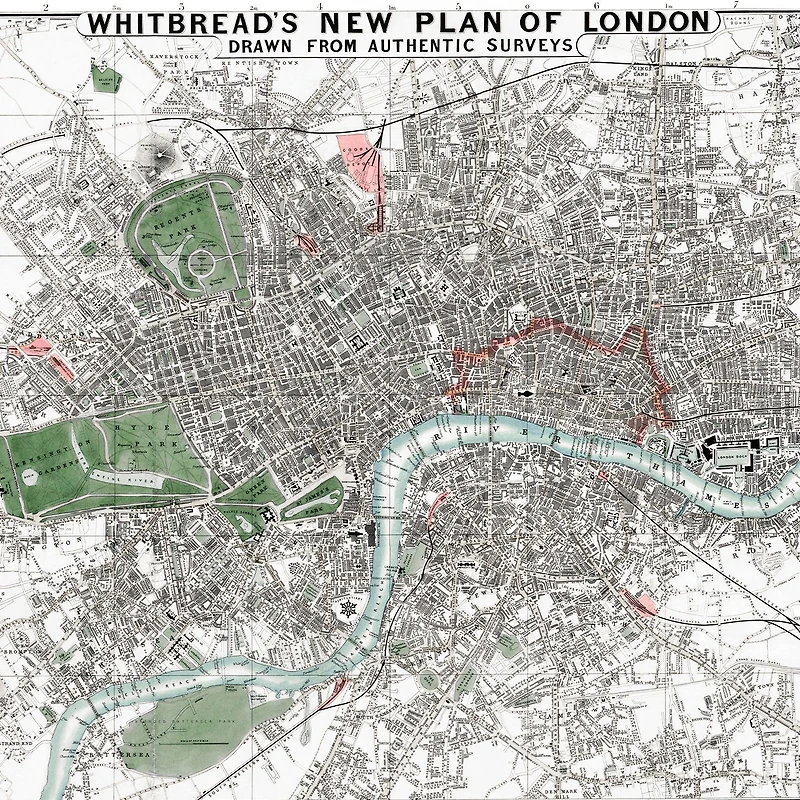 1853 London Map Wallpaper Mural