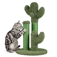 22" Cactus Cat Scratching Post, Natural Sisal Rope - Green