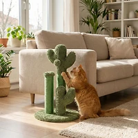 22" Cactus Cat Scratching Post, Natural Sisal Rope - Green