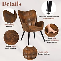 Chaise d'appoint moderne en daim marron avec pieds en métal noir