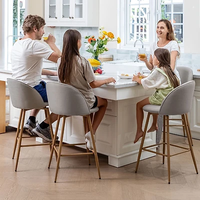 Modern Fabric Counter Barstools, Set of 4 - Grey