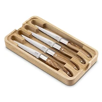 Laguiole Expression Steak Knife with Olive Wood Handle, Forged Stainless Steel Blade - Set of 4