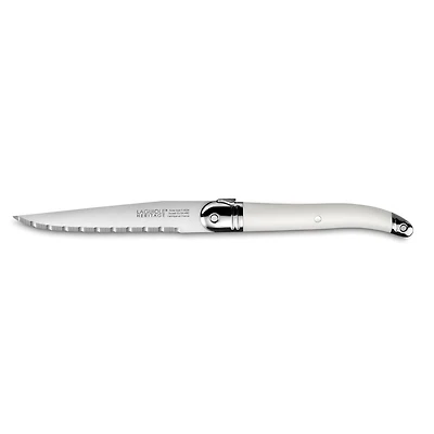 Laguiole Heritage Couteaux à steak avec manches blancs, lame forgée en acier inoxydable - ensemble de 6