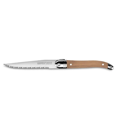 Laguiole Heritage Couteaux à steak avec manches en bois de frêne, lame forgée en acier inoxydable - ensemble de 6