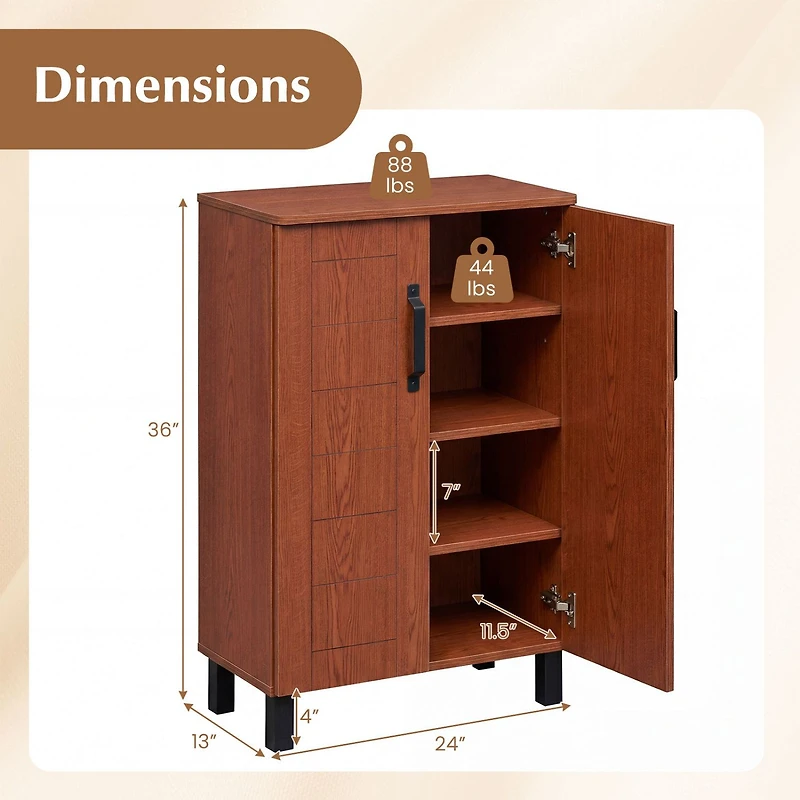 5-Tier Shoe Storage Cabinet Freestanding Wooden Shoe Rack Organizer - Brown