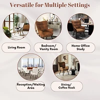 Chaise d'appoint moderne en daim marron avec pieds en métal noir