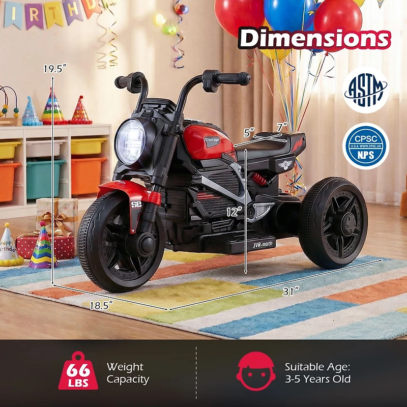 Moto électrique pour enfants 6 V, phare à LED et musique les tout-petits de 3 5 ans