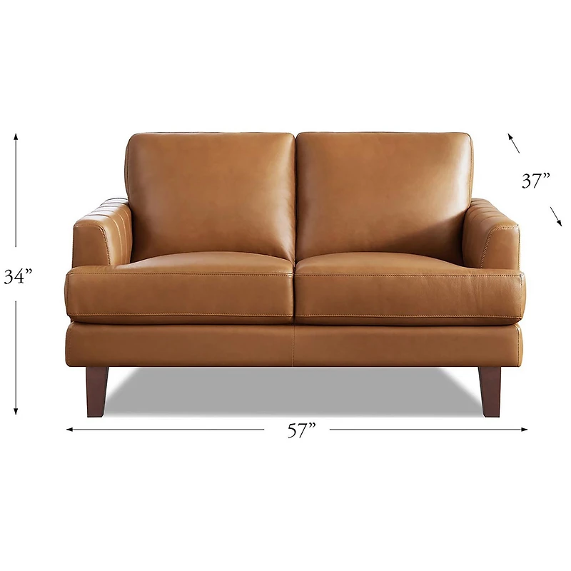 Cassia Leather Loveseat - Cognac