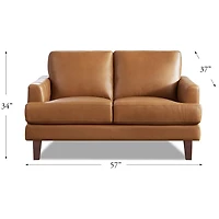Cassia Leather Loveseat - Cognac