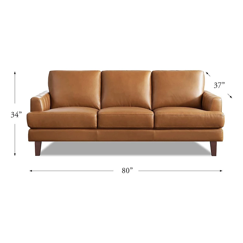 Cassia Leather Sofa - Cognac