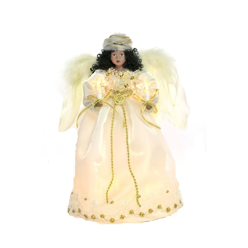 Ivory Cloth African 10-Light Angel Tree Topper