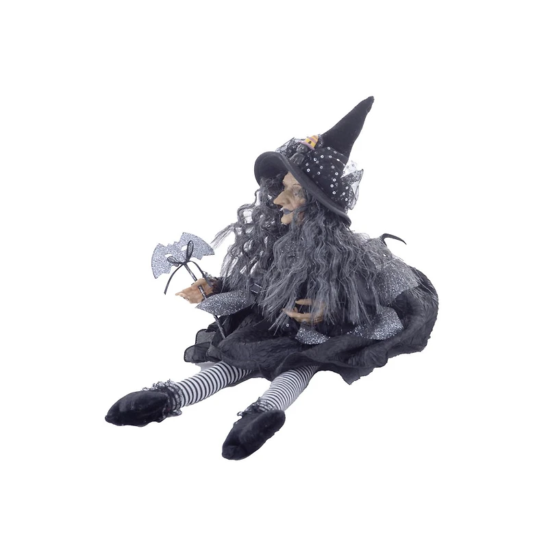 Sitting Black Cloth Adorable Witch Figure with Scepter