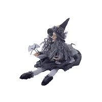 Sitting Black Cloth Adorable Witch Figure with Scepter